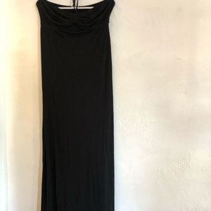 Black maxi dress with bandeau tie top